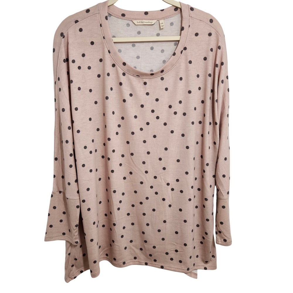 Soft Surroundings Tunic Top Long Sleeve Knit Relaxed Feminine Pink Romantic L XL